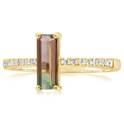 14K Yellow Gold Bi-Color Tourmaline/Diamond Ring | RH2OC350074CI