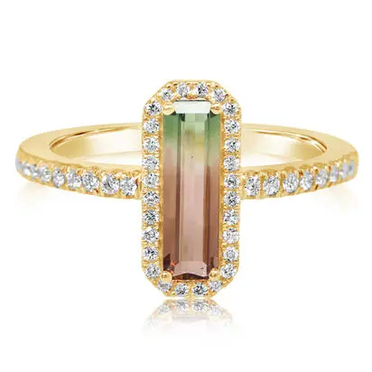 14K Yellow Gold Bi-Color Tourmaline/Diamond Ring<br>RH2OC350076C<div class='big'>Call for current price</div>