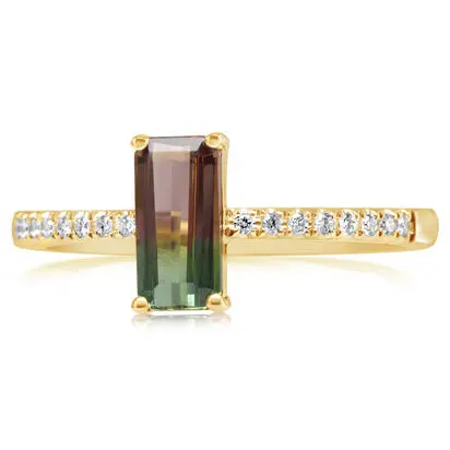14K Yellow Gold Bi-Color Tourmaline/Diamond Ring, RH2OC350083CI, $2,445.00