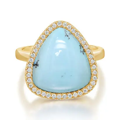 14K Yellow Golden Hills Turquoise/Diamond Ring<br>RKQSH992630CI