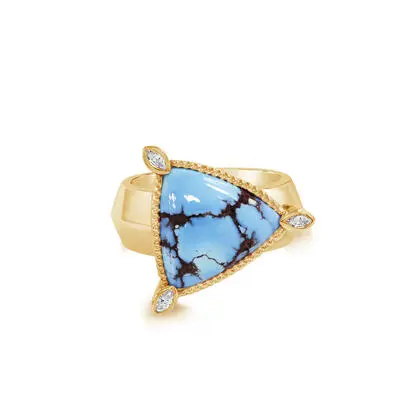 14K Yellow Golden Hills Turquoise/Diamond Ring, RKQTR992626C, $7,845.00
