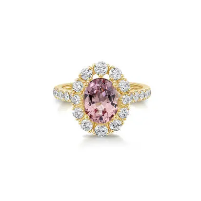 18K Yellow Gold Lotus Garnet/Diamond Ring<br>RLGOV650280EI