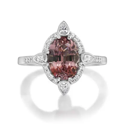 Platinum Lotus Garnet/Diamond Ring<br>RLGOV800335PI