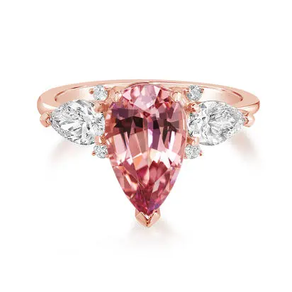 14K Rose Gold Lotus Garnet/Diamond Ring<br>RLGPR650347R