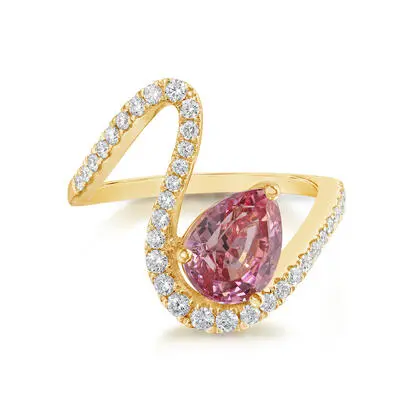 18K Yellow Gold Lotus Garnet/Diamond Ring<br>RLGPR850288EI