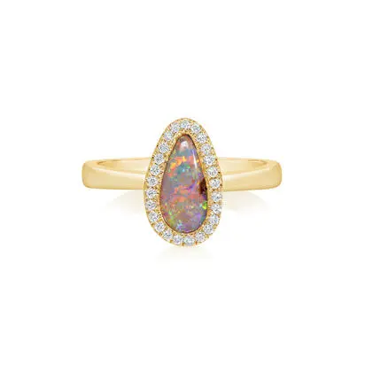14K Yellow Gold Australian Boulder Opal/Diamond Ring<br>RMBO1A076CI