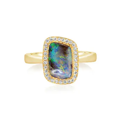 14K Yellow Gold Australian Boulder Opal/Diamond Ring<br>RMBO1A262CI