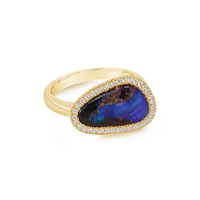 14K Yellow Gold Australian Boulder Opal/Diamond Ring<br>RMBO1B399CI