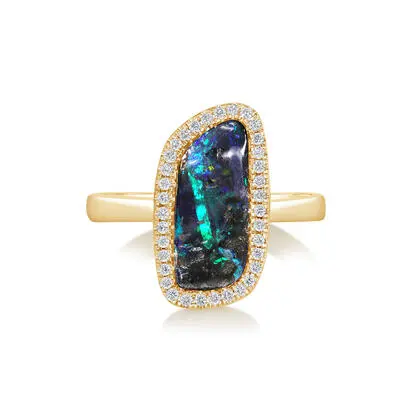 14K Yellow Gold Australian Boulder Opal/Diamond Ring<br>RMBO1C295CI