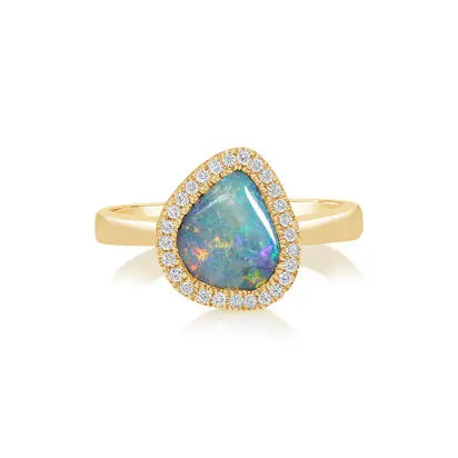 14K Yellow Gold Australian Boulder Opal/Diamond Ring<br>RMBO2A161CI