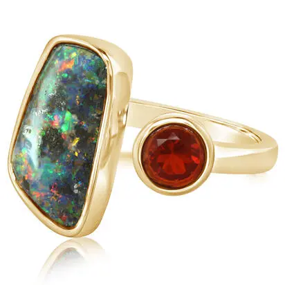 14K Yellow Gold Australian Boulder Opal/Fire Opal Ring<br>RMBO2A255CI<div class='big'>$1,895.00</div>