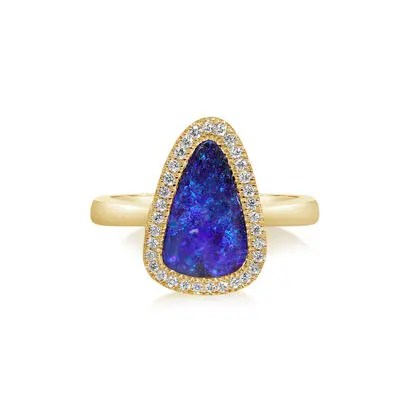 14K Yellow Gold Australian Boulder Opal/Diamond Ring<br>RMBO2A267CI