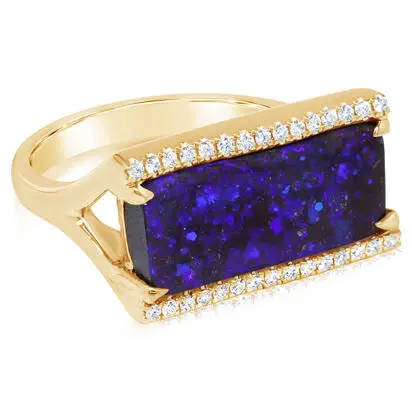 14K Yellow Gold Australian Boulder Opal/Diamond Ring, RMBO2A875CI, $4,845.00