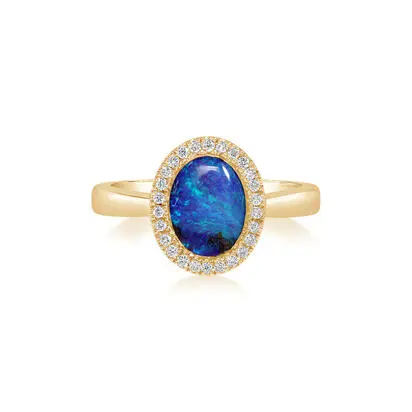 14K Yellow Gold Australian Boulder Opal/Diamond Ring<br>RMBO3A177CI