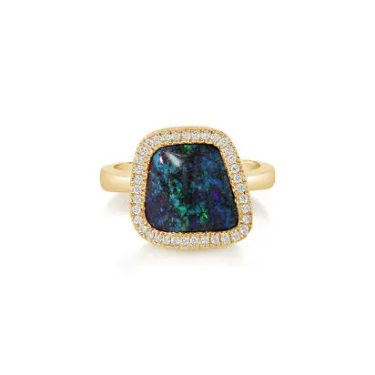 14K Yellow Gold Australian Boulder Opal/Diamond Ring<br>RMBO3A455CI