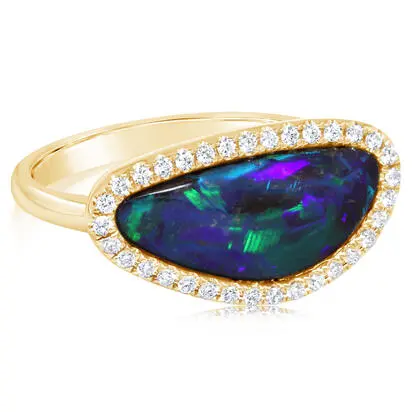 14K Yellow Gold Australian Boulder Opal/Diamond Ring<br>RMBO3A456CI<div class='big'>$4,845.00</div>
