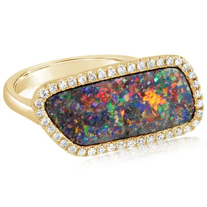14K Yellow Gold Australian Boulder Opal/Diamond Ring<br>RMBO5A512CI<div class='big'>$7,145.00</div>