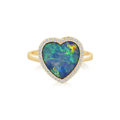 14K Yellow Gold Australian Opal Doublet/Diamond Ring, RMDBT1A310CI, $4,870.00