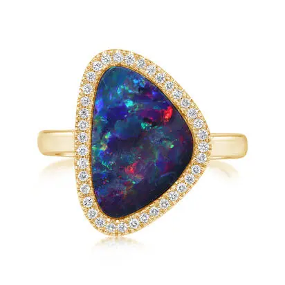 14K Yellow Gold Australian Opal Doublet/Diamond Ring<br>RMDBT2A354CI<div class='big'>$5,745.00</div>