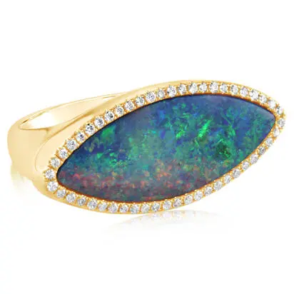 14K Yellow Gold Australian Opal Doublet/Diamond Ring<br>RMDBT2A786CI<div class='big'>$4,995.00</div>
