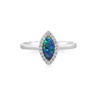 14K White Gold Australian Opal Doublet/Diamond Ring, RMDBT3A058WI, $3,245.00