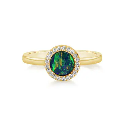 14K Yellow Gold Australian Opal Doublet/Diamond Ring, RMDBT4A063CI, $3,245.00