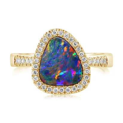 14K Yellow Gold Australian Opal Doublet/Diamond Ring<br>RMDBT4A182-2CI<div class='big'>$5,245.00</div>