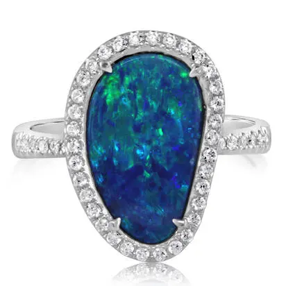 14K White Gold Australian Opal Doublet/Diamond Ring<br>RMDBT4A365WI<div class='big'>$3,295.00</div>