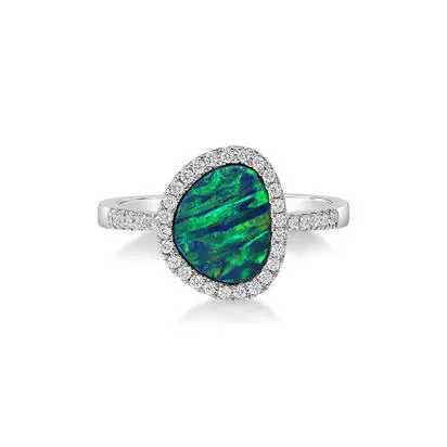 14K White Gold Australian Opal Doublet/Diamond Ring, RMDBT5A201WI, $4,570.00