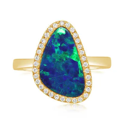 14K Yellow Gold Australian Opal Doublet/Diamond Ring<br>RMDBT5A318CI<div class='big'>$5,295.00</div>