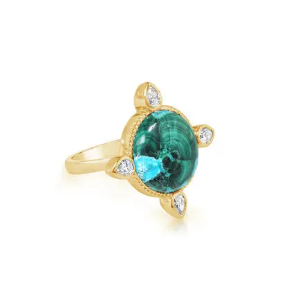 14K Yellow Gold Malachite/Chrysocolla/ Diamond Ring, RMKRD9981344C, $7,845.00