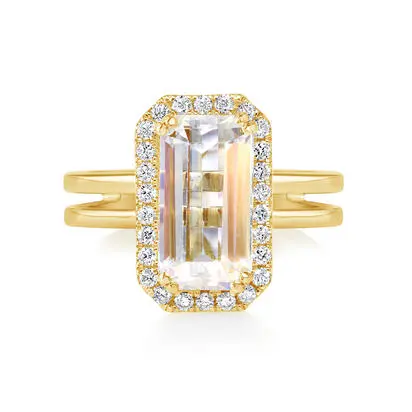 18K Yellow Gold Rainbow Moonstone/Diamond Ring<br>RMLOC840403EI