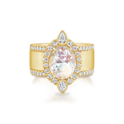18K Yellow Gold Rainbow Moonstone/Diamond Ring, RMLOV820402E, $22,645.00