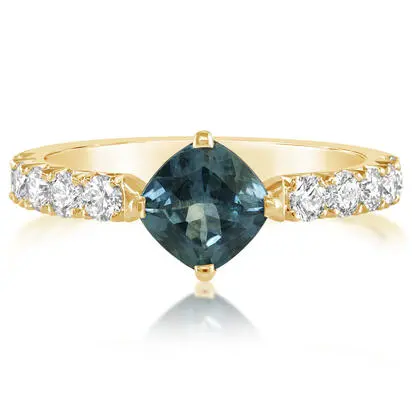 14K Yellow Gold Montana Sapphire/Diamond Ring | RMSCU665130C