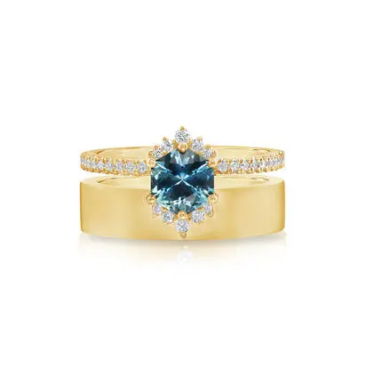18K Yellow Gold Hexagon Montana Sapphire/Diamond Cigar Band Ring<br>RMSHX118122E<div class='big'>$11,995.00</div>