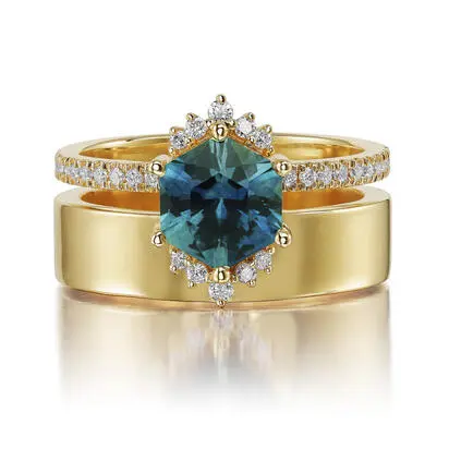 18K Yellow Gold Montana Sapphire/Diamond Cigar Band Ring | RMSHX266139E