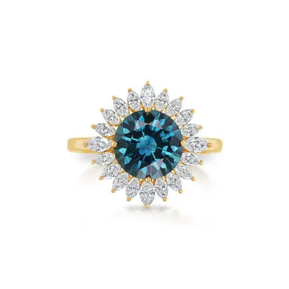 18K Yellow Gold Montana Sapphire/Diamond Ring, RMSRD0629357E