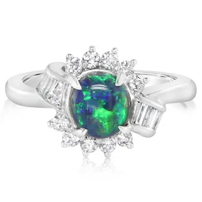 Platinum Australian Black Opal/Diamond Ring | RNB102PI