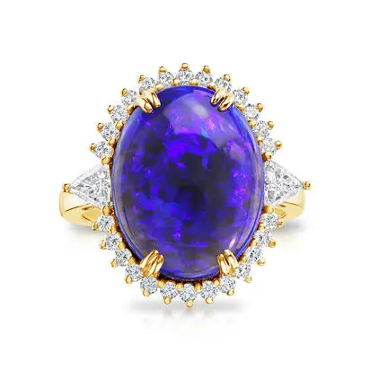 18K Yellow Gold Australian Black Opal/Tanzanite/Diamond Ring<br>RNBOV707769E<div class='big'>$20,395.00</div>