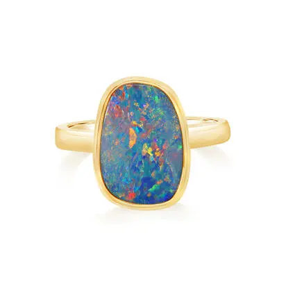 14K Yellow Gold Australian Opal Doublet Ring - Large Version, ROD262L-13I, $4,170.00