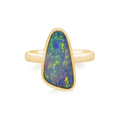 14K Yellow Gold Australian Opal Doublet Ring - Large Version, ROD262L-16I, $4,745.00