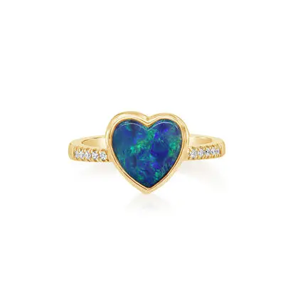 14K Yellow Gold Australian Opal Doublet/Diamond Ring, ROD328-18I, $4,295.00