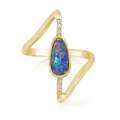 14K Yellow Gold Australian Opal Doublet/Diamond Ring<br>ROD358-12I<div class='big'>$3,245.00</div>