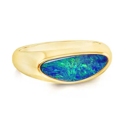 14K Yellow Gold Australian Opal Doublet Ladies Ring<br>ROD402-5I<div class='big'>$3,995.00</div>