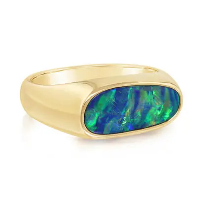 14K Yellow Gold Australian Opal Doublet Ladies Ring<br>ROD402-8I<div class='big'>$4,495.00</div>