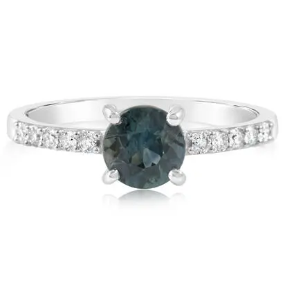 14K White Gold Montana Sapphire/Diamond Ring | RPF076MS2WI