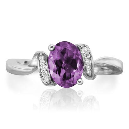 14K White Gold Amethyst/Diamond Ring, RPF097A22WI, Call for current price