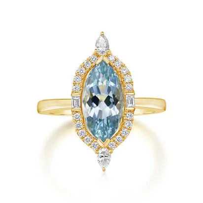 18K Yellow Gold Aquamarine/Diamond Ring<br>RQ0MQ850225EI