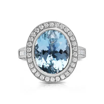 Platinum Aquamarine/Diamond Ring<br>RQ0OV600649PI