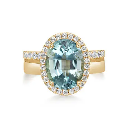 18K Yellow Gold Aquamarine/ Diamond Ring<br>RQ0OV705444EI